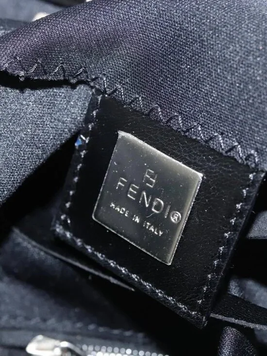 FENDI Hand Bag Nylon Black Silver Auth 122023 - Picture 11 of 16